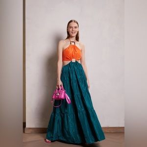 STAUD Orange and Teal Maxi Dress